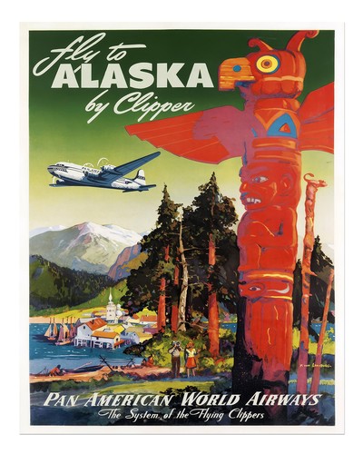 Vintage alaska reiseplakat - vintage,