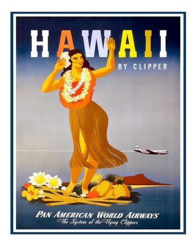 Vintage hawaii reiseplakat - hawaii,