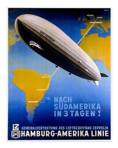 Vintage zeppelin reiseplakat - vintage,