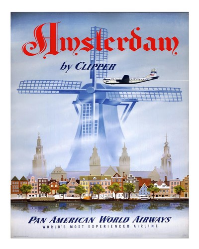 Amsterdam vintage reiseplakat - amsterdam,