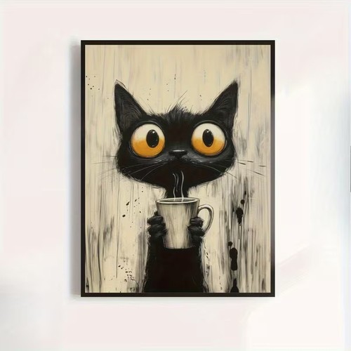 Leinwandbild katze kaffee - leinwandbild,