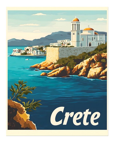 Vintage kreta reiseplakat - vintage,