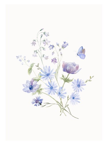 Blaues blumen aquarell plakat - blaues, blumen-aquarell-plakat