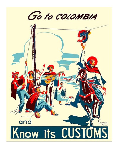 Vintage kolumbien reiseplakat - vintage,
