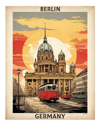 Retro berlin reiseplakat - berlin,