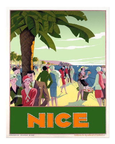 Vintage nizza reiseplakat - vintage,