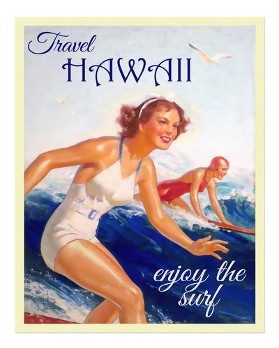 Vintage hawaii reiseplakat - hawaii,